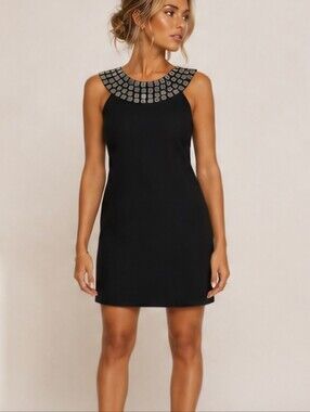 Alice + Olivia "Shine On Me" Embellished Silk Cocktail Dress Size Medium